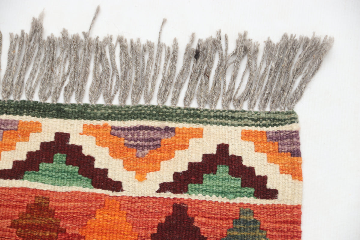 2x3 Multicolor Kilim Geometric Handmade Wool Rug | Premium Luxury Area Rug