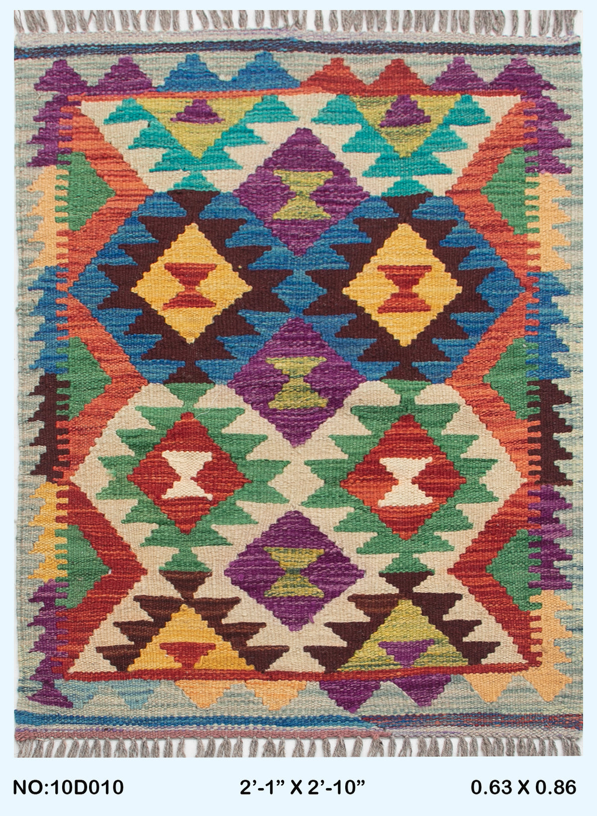 2x3 Multicolor Kilim Geometric Handmade Wool Rug | Premium Luxury Area Rug