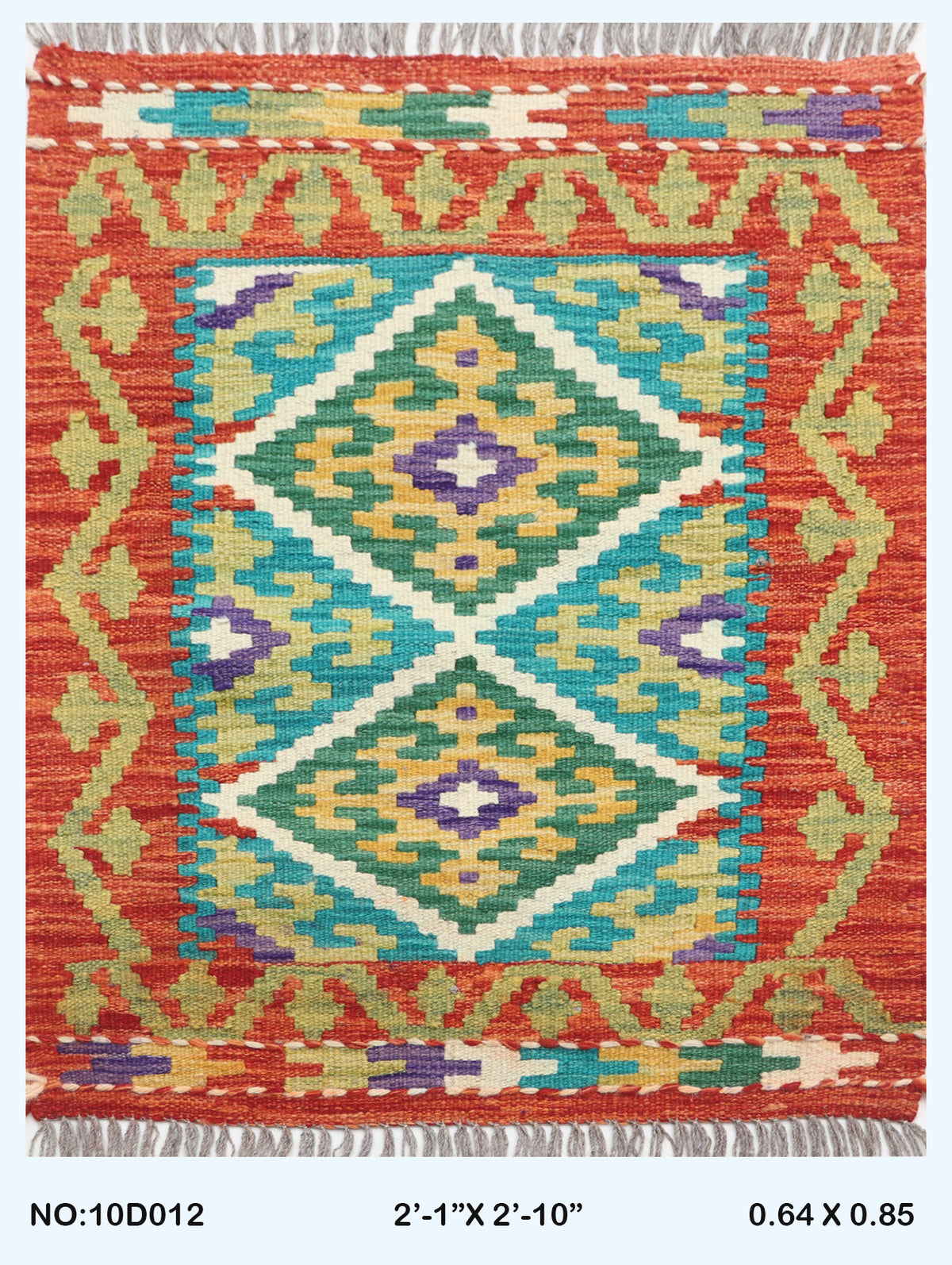 2x3 Multicolor Kilim Geometric Handmade Wool Rug | Premium Luxury Area Rug