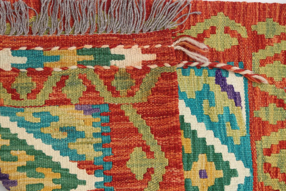 2x3 Multicolor Kilim Geometric Handmade Wool Rug | Premium Luxury Area Rug