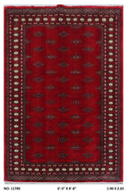 6x9 red Mori Bokhara geometric handmade wool and cotton area rug with vegetable AZO-free dyeing