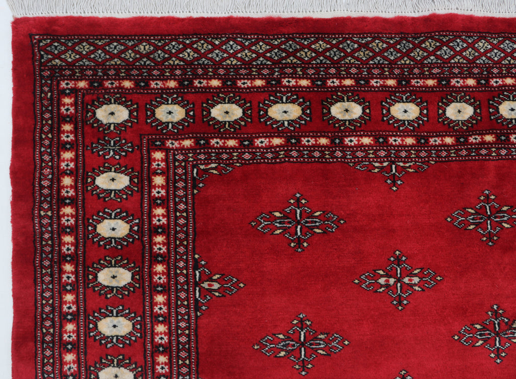 6x9 Red Mori Bokhara Geometric Area Rug | Handmade Wool & Cotton Rug