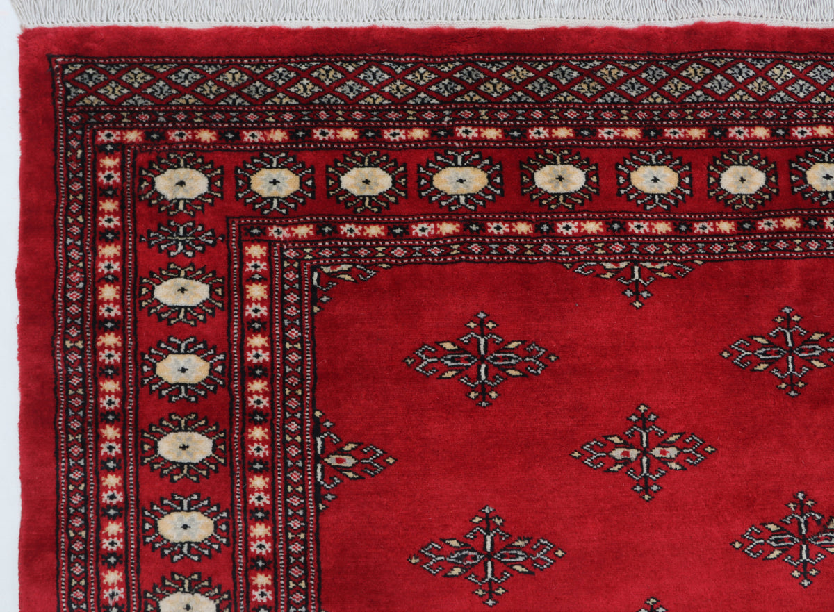 6x9 Red Mori Bokhara Geometric Area Rug | Handmade Wool & Cotton Rug