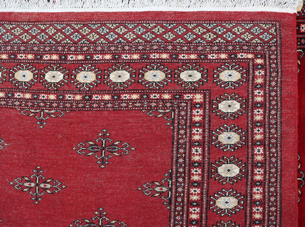 6x9 Red Mori Bokhara Geometric Area Rug | Handmade Wool & Cotton Rug