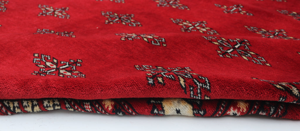 6x9 Red Mori Bokhara Geometric Area Rug | Handmade Wool & Cotton Rug