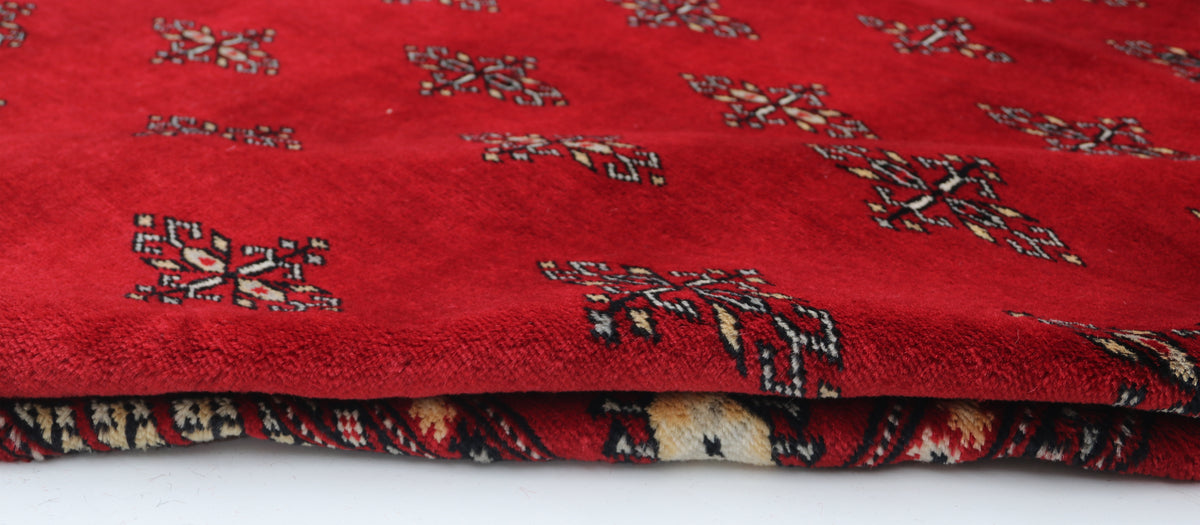 6x9 Red Mori Bokhara Geometric Area Rug | Handmade Wool & Cotton Rug