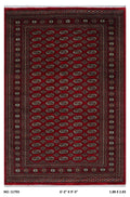 6x9 red Mori Bokhara geometric handmade wool and cotton area rug with vegetable AZO-free dyeing