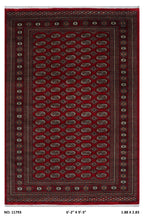 6x9 red Mori Bokhara geometric handmade wool and cotton area rug with vegetable AZO-free dyeing