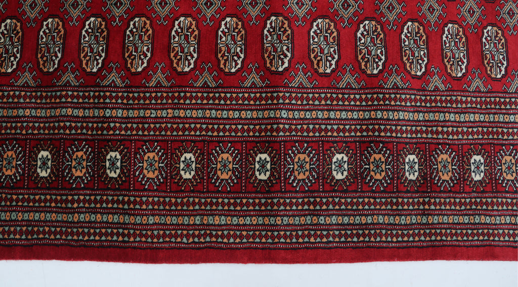 6x9 Red Mori Bokhara Geometric Area Rug | Handmade Wool & Cotton Rug