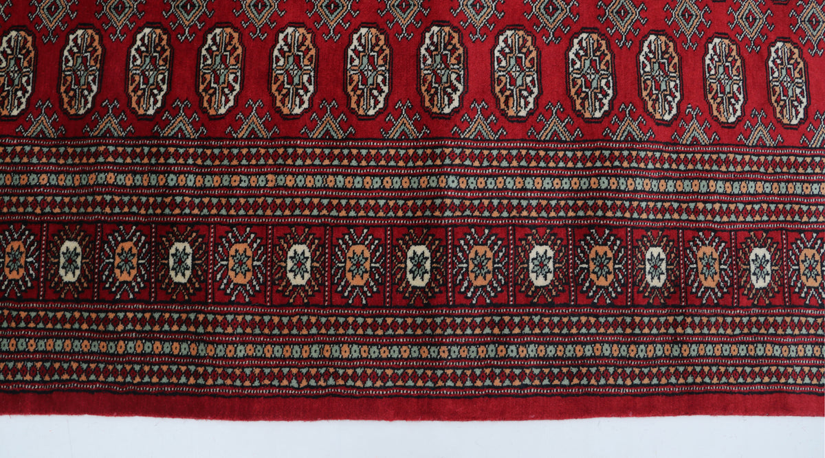 6x9 Red Mori Bokhara Geometric Area Rug | Handmade Wool & Cotton Rug