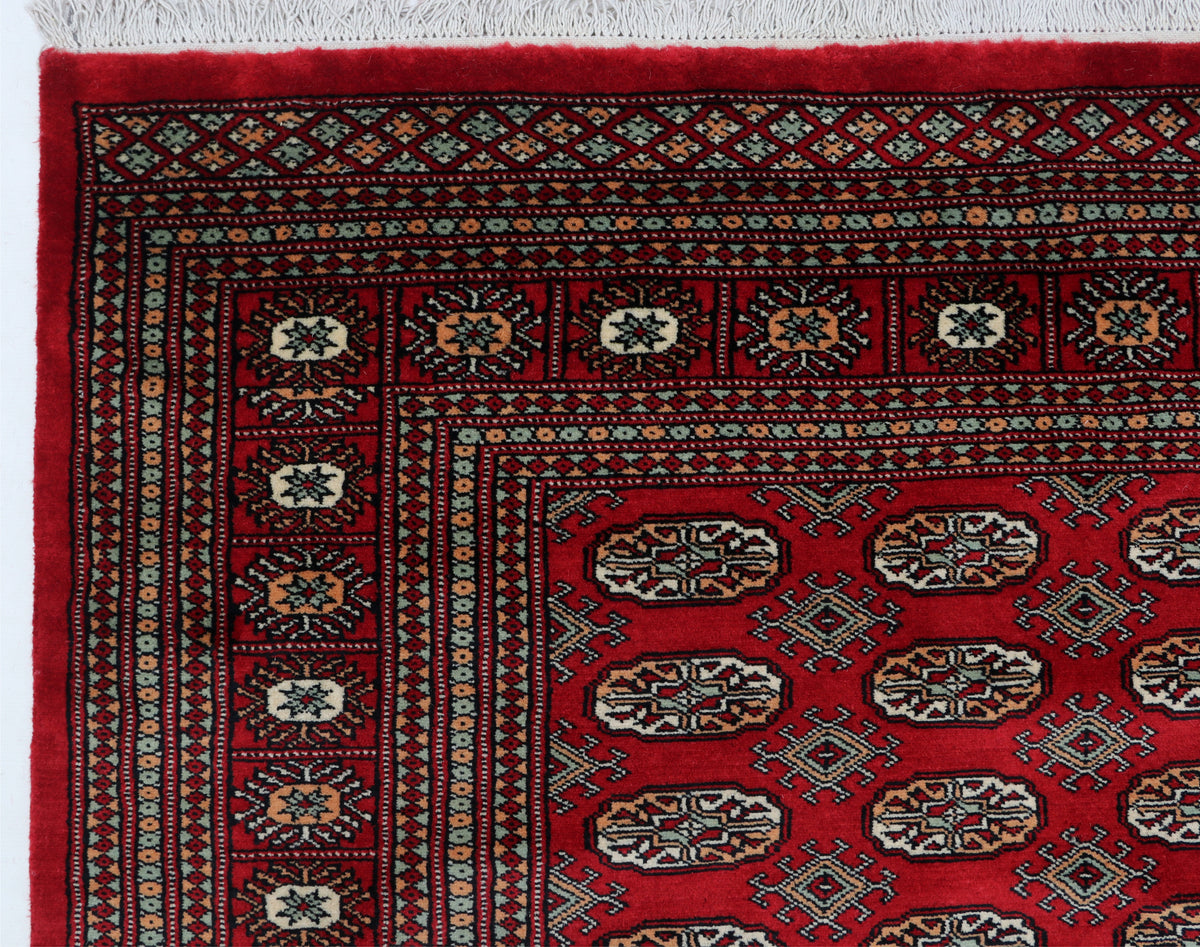 6x9 Red Mori Bokhara Geometric Area Rug | Handmade Wool & Cotton Rug