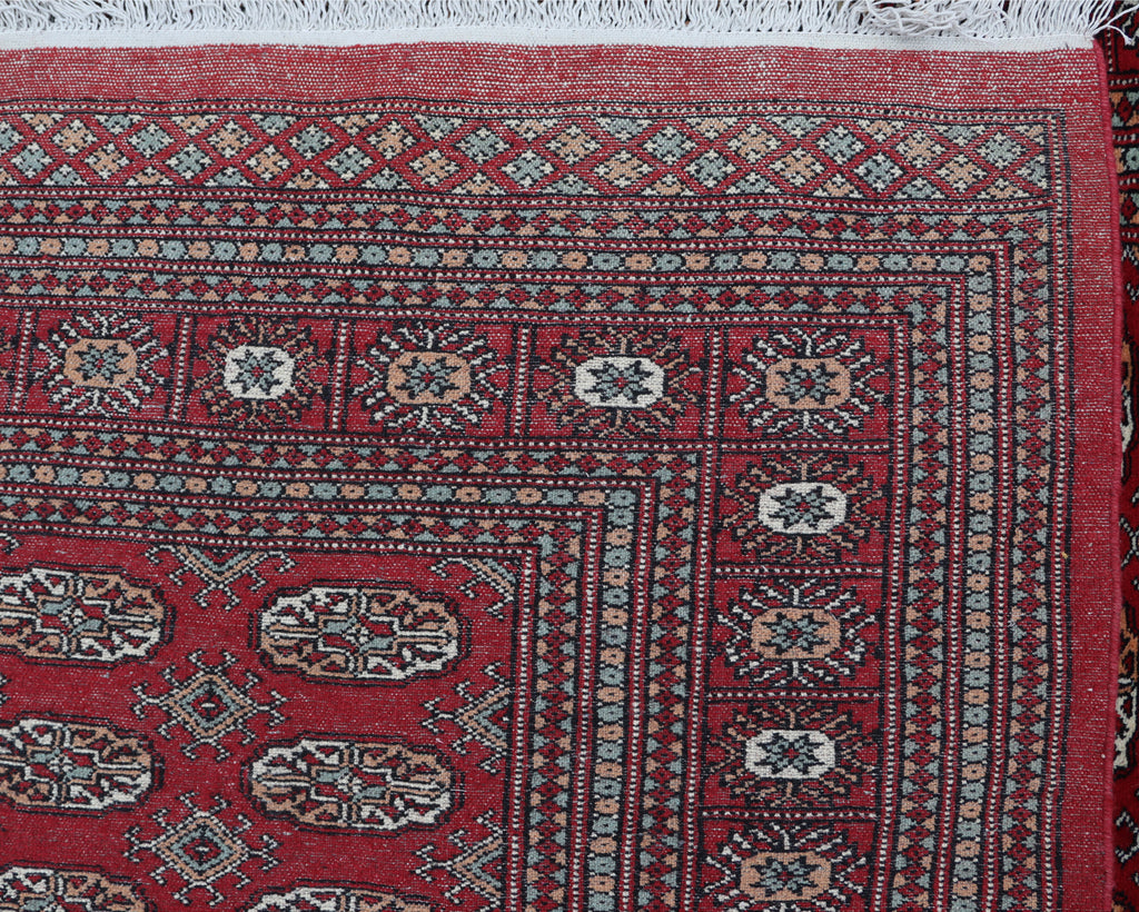 6x9 Red Mori Bokhara Geometric Area Rug | Handmade Wool & Cotton Rug