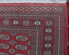 6x9 Red Mori Bokhara Geometric Area Rug | Handmade Wool & Cotton Rug