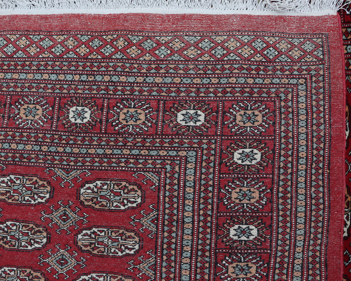 6x9 Red Mori Bokhara Geometric Area Rug | Handmade Wool & Cotton Rug