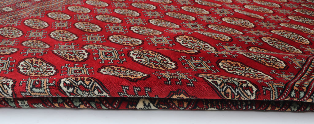 6x9 Red Mori Bokhara Geometric Area Rug | Handmade Wool & Cotton Rug