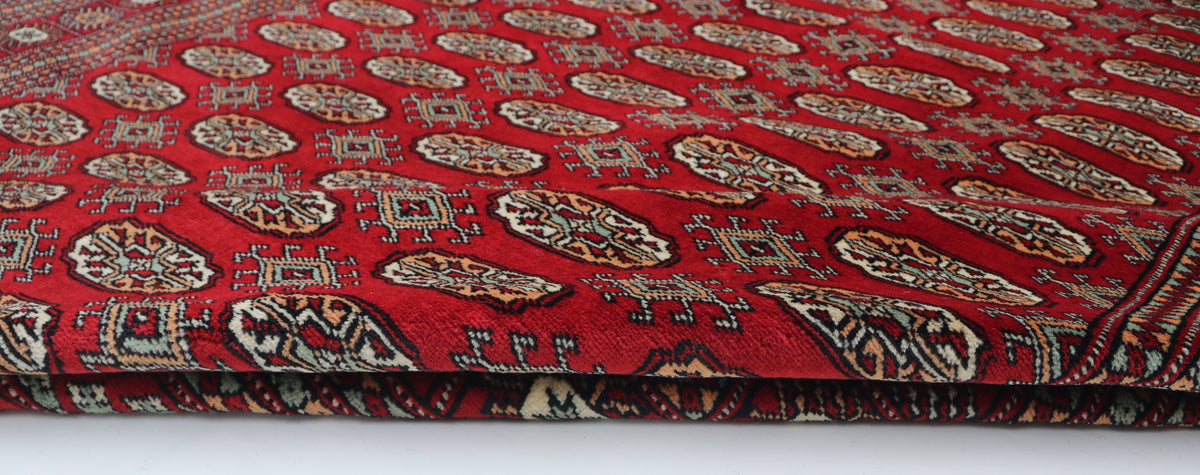 6x9 Red Mori Bokhara Geometric Area Rug | Handmade Wool & Cotton Rug