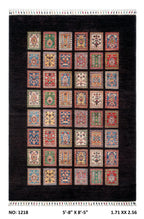 Brown Chobi handmade floral cotton and wool rug
