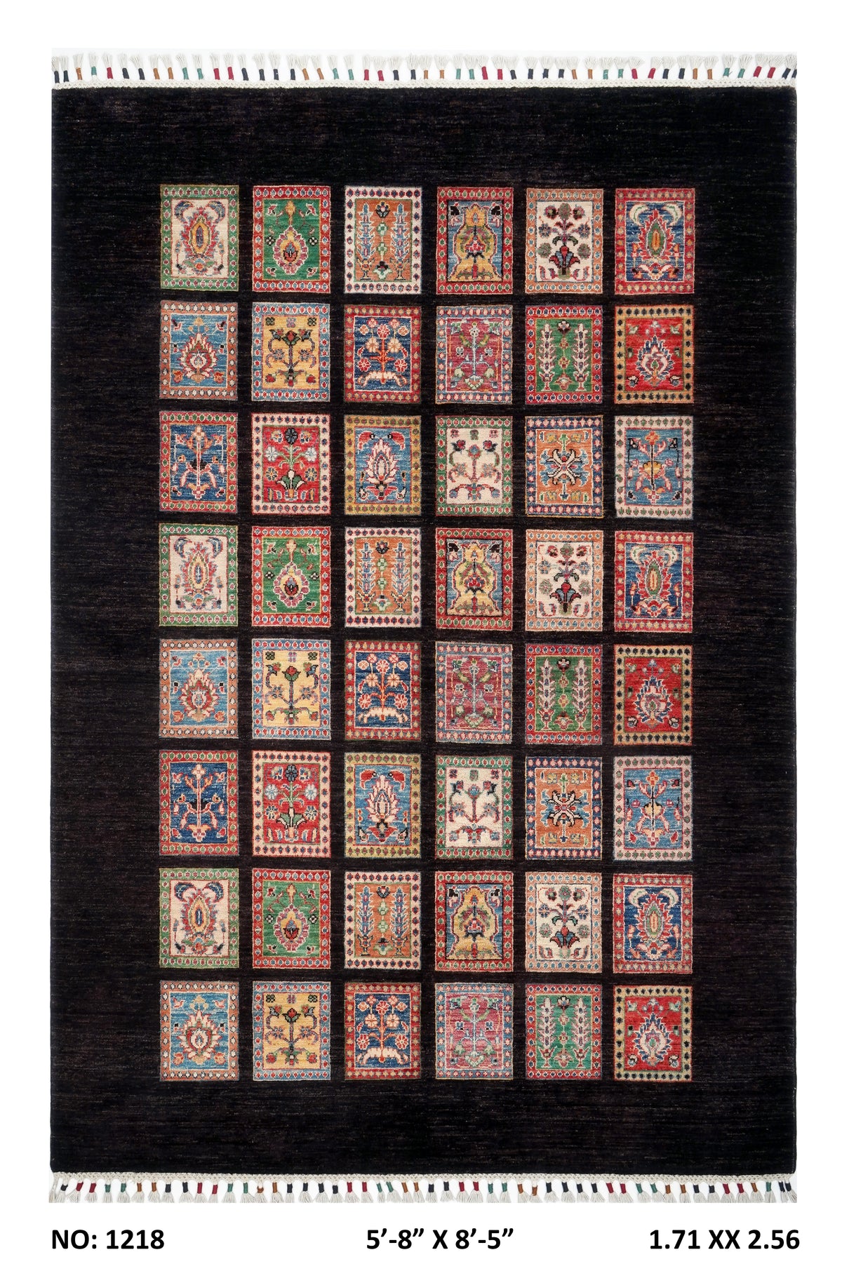 Brown Chobi handmade floral cotton and wool rug
