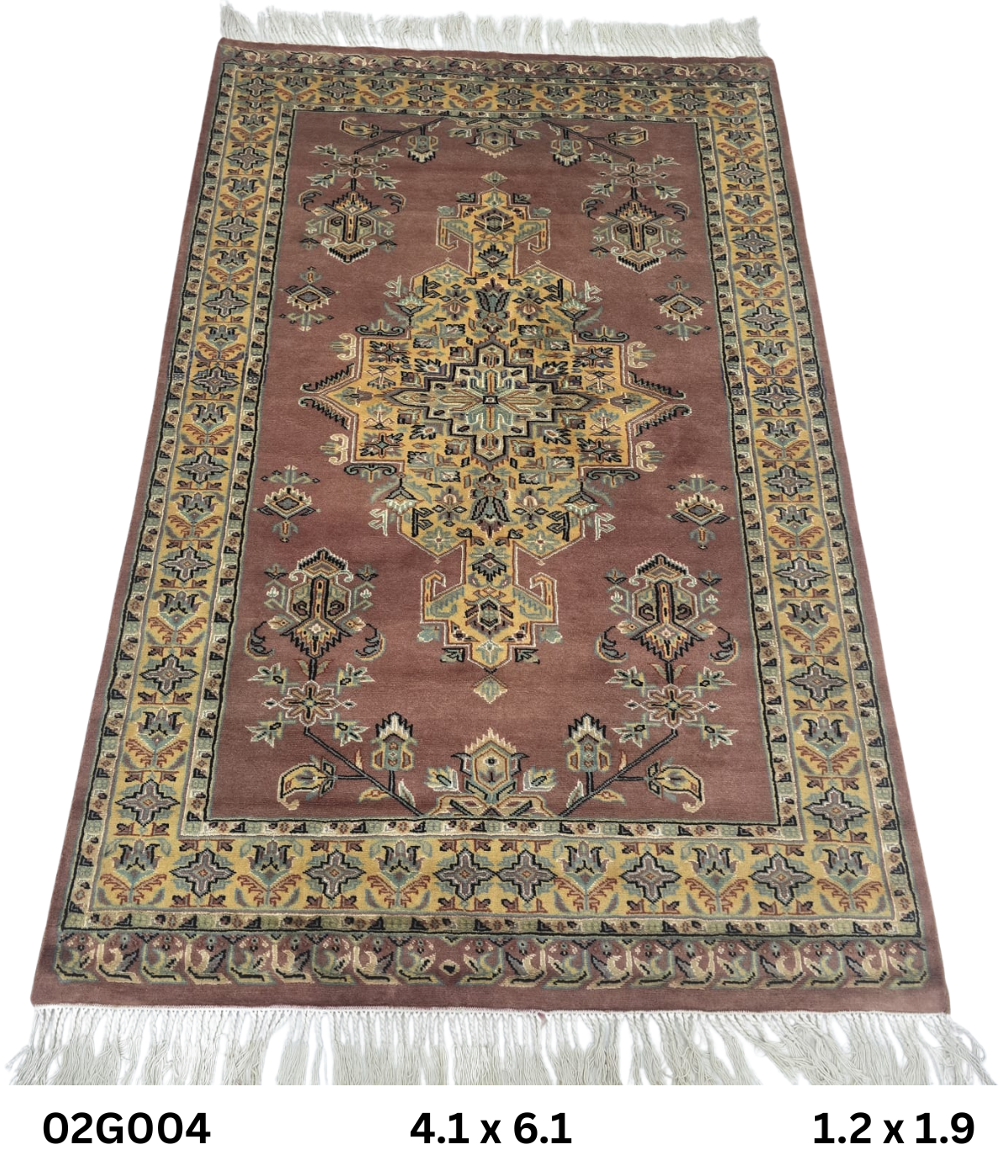 4x6 Handmade Kafkazi Copper Rug – Azo Free Geometric Wool, Cotton & Silk Touch Area Rug