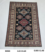 3x5 Black and Beige Super Kazak Handmade Wool Cotton Floral Area Rug