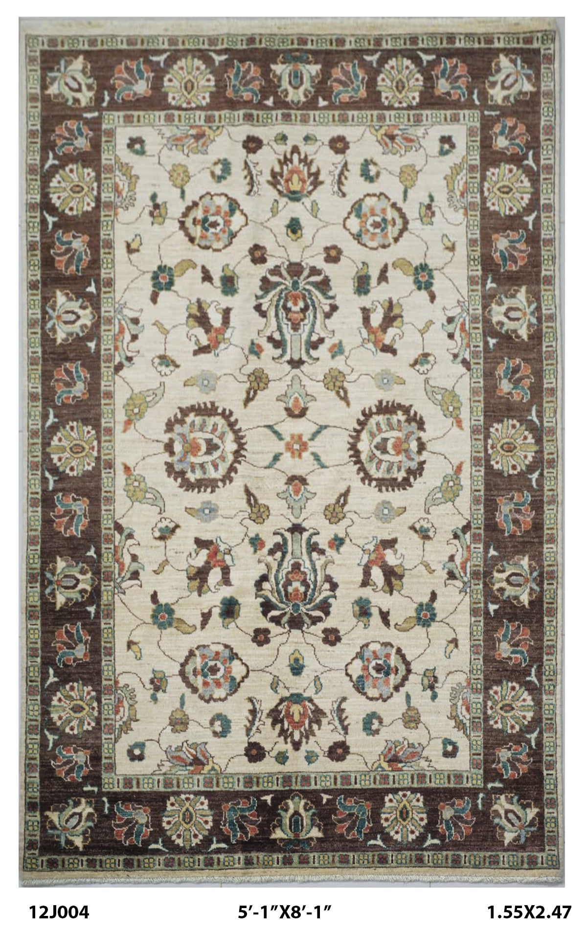 5x8 Beige Chobi Handmade Cotton & Wool Rug | Premium Luxury Area Rug