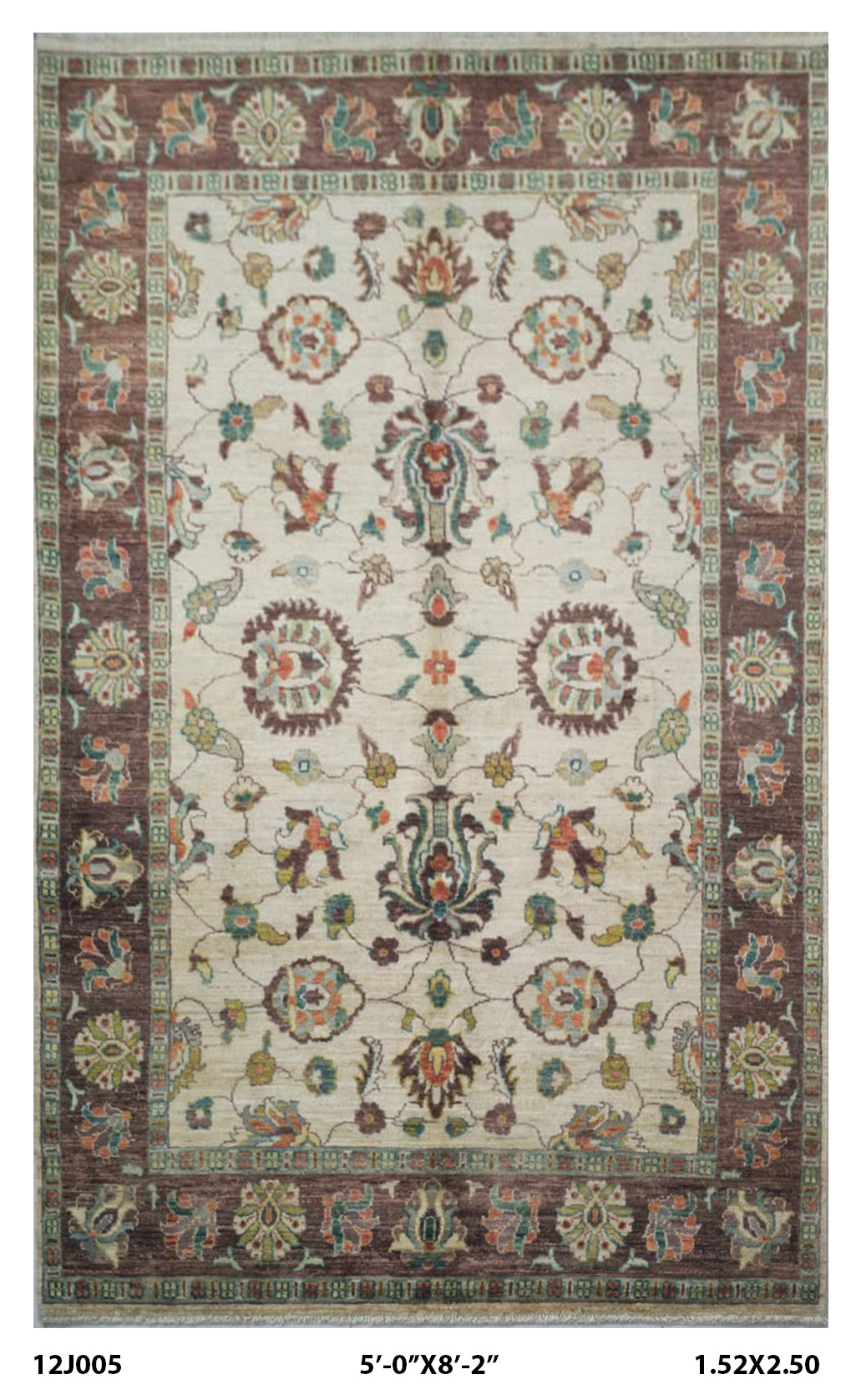 5x8 Beige Chobi Handmade Cotton & Wool Rug | Premium Luxury Area Rug