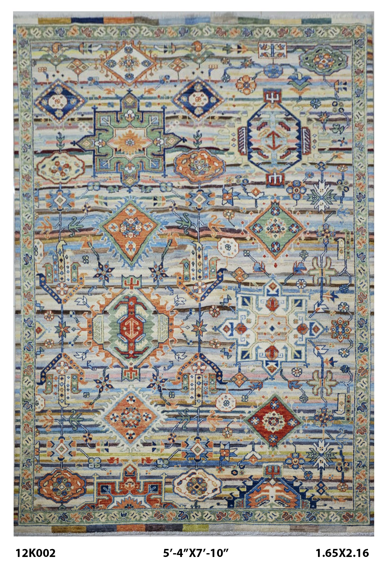 5.5x8 Multi Color Chobi Handmade Cotton & Wool Rug | Premium Luxury Area Rug