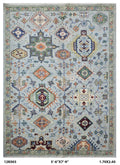5.5x8 Blue and Multi Color Chobi Handmade Cotton & Wool Rug | Premium Luxury Area Rug
