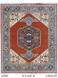 8x10 Copper Chobi floral handmade wool and cotton area rug