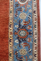 8x10 Copper Chobi Floral Area Rug | Handmade Wool & Cotton Rug