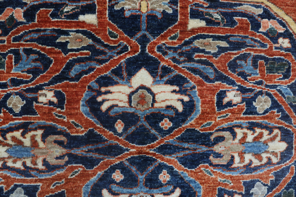 8x10 Copper Chobi Floral Area Rug | Handmade Wool & Cotton Rug