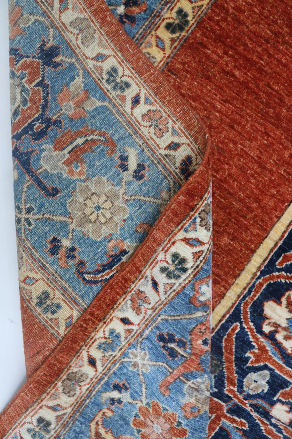 8x10 Copper Chobi Floral Area Rug | Handmade Wool & Cotton Rug