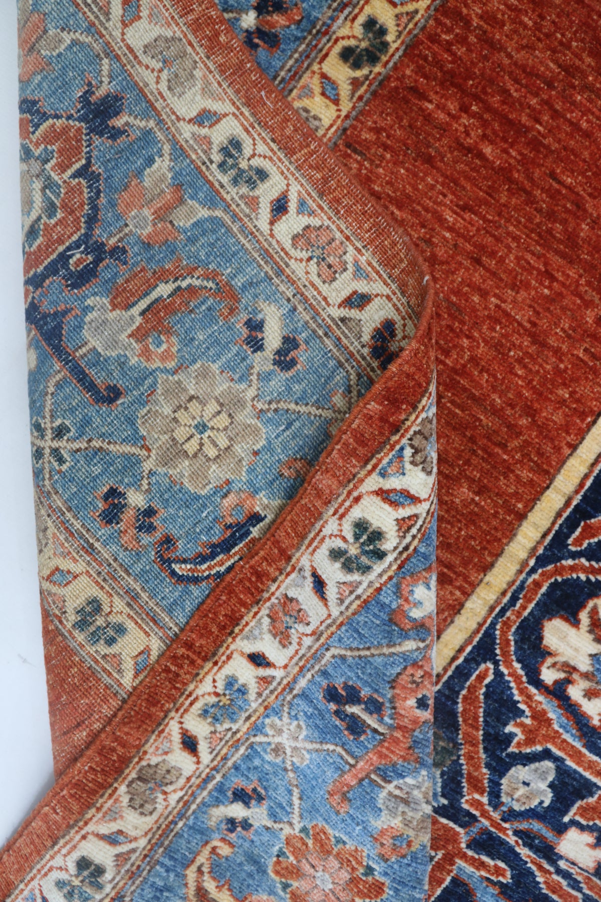 8x10 Copper Chobi Floral Area Rug | Handmade Wool & Cotton Rug