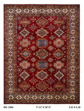 8x10 Red Super Kazak geometric handmade wool and cotton area rug