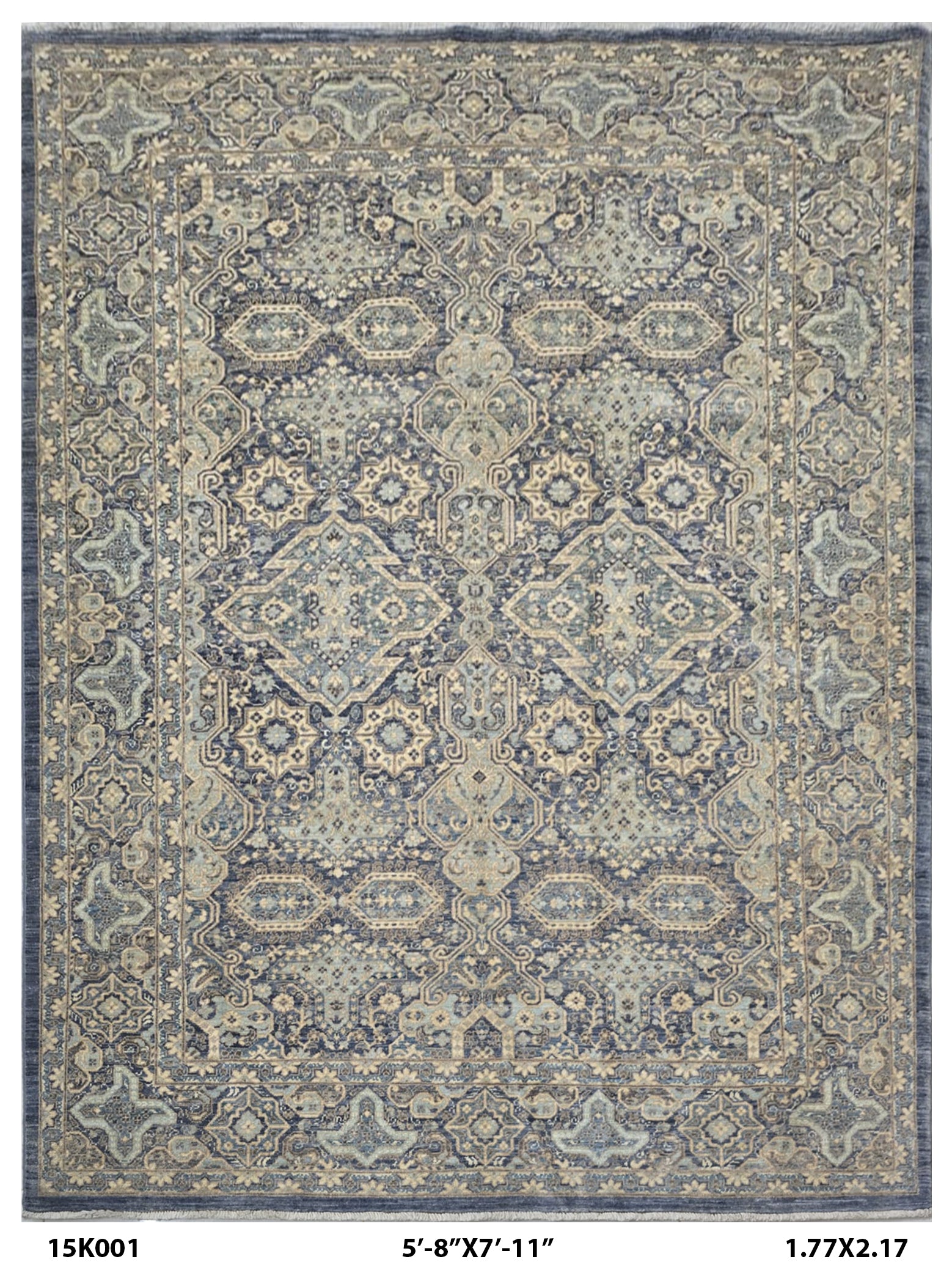 5.5x8 Grey Chobi Handmade Cotton & Wool Rug | Premium Luxury Area Rug