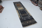 2x10 Black & Multi-Color Khurjeen Runner Rug | Handmade Wool & Cotton Rainbow Rug