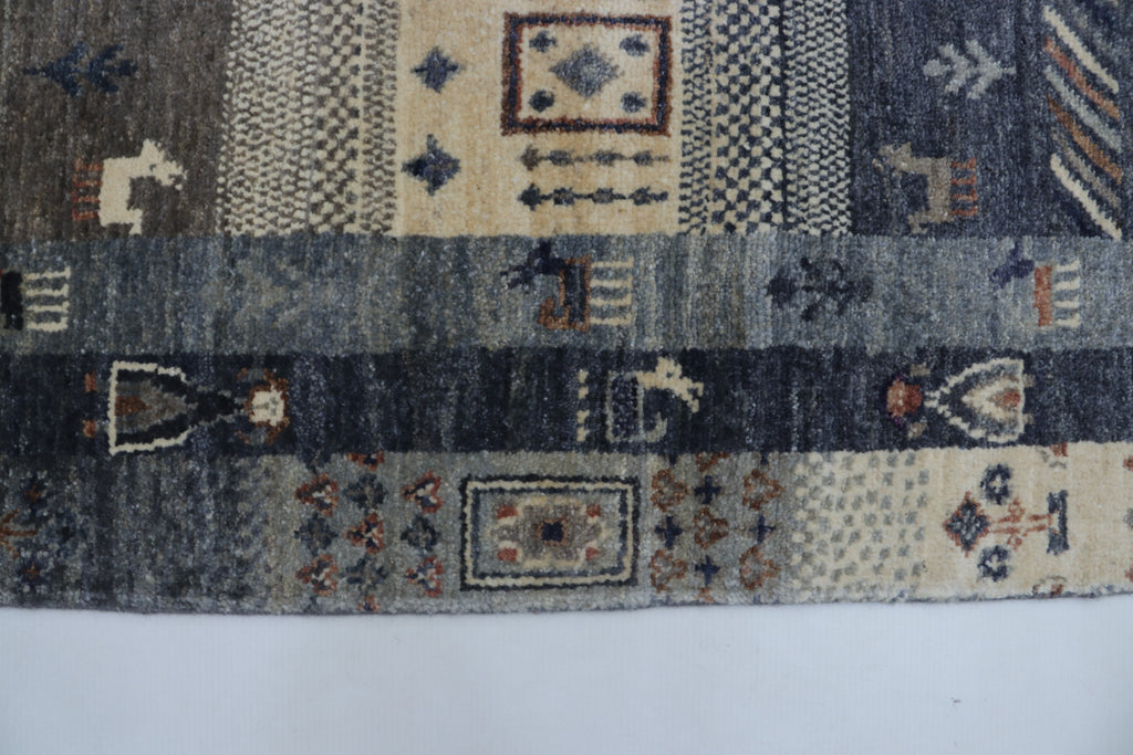 2x10 Black & Multi-Color Khurjeen Runner Rug | Handmade Wool & Cotton Rainbow Rug