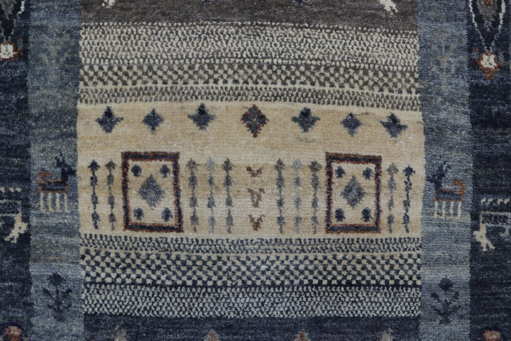 2x10 Black & Multi-Color Khurjeen Runner Rug | Handmade Wool & Cotton Rainbow Rug