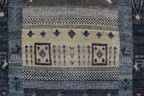 2x10 Black & Multi-Color Khurjeen Runner Rug | Handmade Wool & Cotton Rainbow Rug