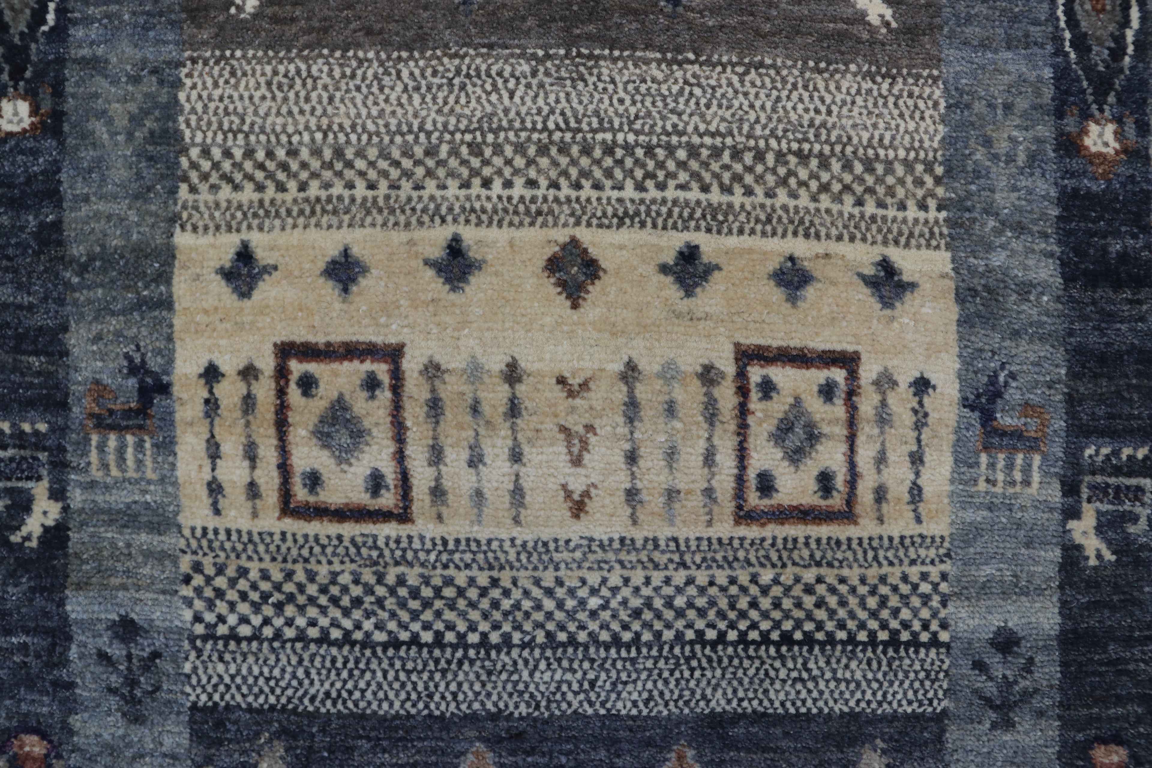 2x10 Black & Multi-Color Khurjeen Runner Rug | Handmade Wool & Cotton Rainbow Rug