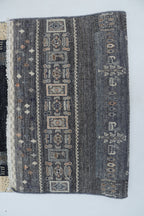2x10 Black & Multi-Color Khurjeen Runner Rug | Handmade Wool & Cotton Rainbow Rug
