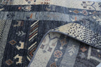 2x10 Black & Multi-Color Khurjeen Runner Rug | Handmade Wool & Cotton Rainbow Rug