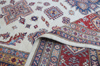 8x10 Beige Super Kazak Geometric Area Rug | Handmade Wool & Cotton Rug