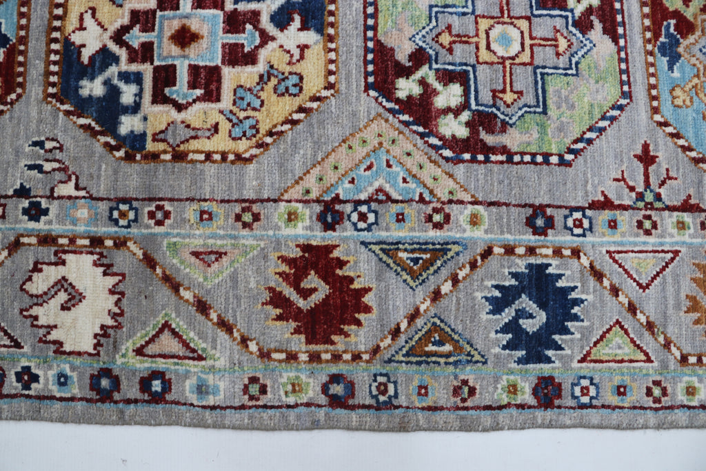 2x13 Gray Chobi Floral Handmade Cotton & Wool Rug | Premium Luxury Runner Rug