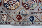 2x13 Gray Chobi Floral Handmade Cotton & Wool Rug | Premium Luxury Runner Rug