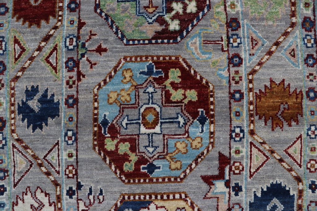 2x13 Gray Chobi Floral Handmade Cotton & Wool Rug | Premium Luxury Runner Rug