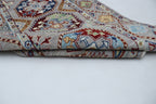 2x13 Gray Chobi Floral Handmade Cotton & Wool Rug | Premium Luxury Runner Rug