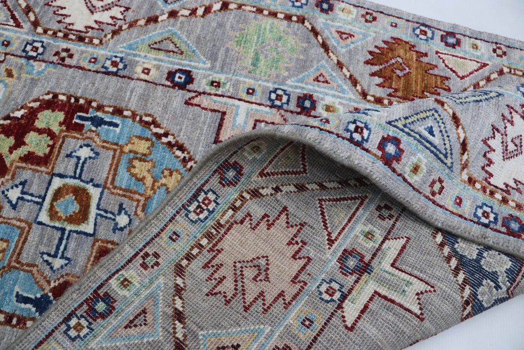 2x13 Gray Chobi Floral Handmade Cotton & Wool Rug | Premium Luxury Runner Rug