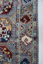2x14 Gray Chobi Runner Rug | Handmade Wool & Cotton Floral Rug | Luxury Chobi Rug