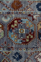 2x14 Gray Chobi Runner Rug | Handmade Wool & Cotton Floral Rug | Luxury Chobi Rug
